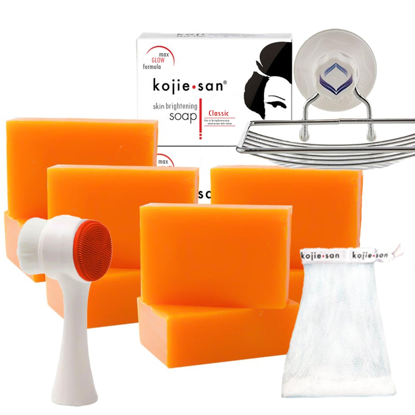 Kojie San Skin and Body Soap 2 Piece Set – Original Kojic Acid, Dark Spot Remover Soap Bar with Coconut & Tea Tree Oil – 65g x 2 Bars & 30g Face Cream