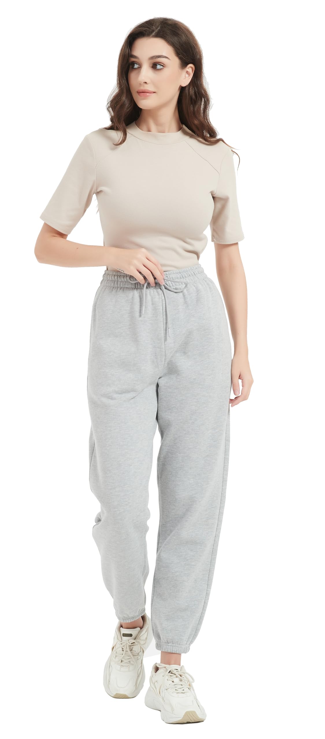 Tronjori Womens High Waisted Pull on Baggy Fleece Lined Sweatpants