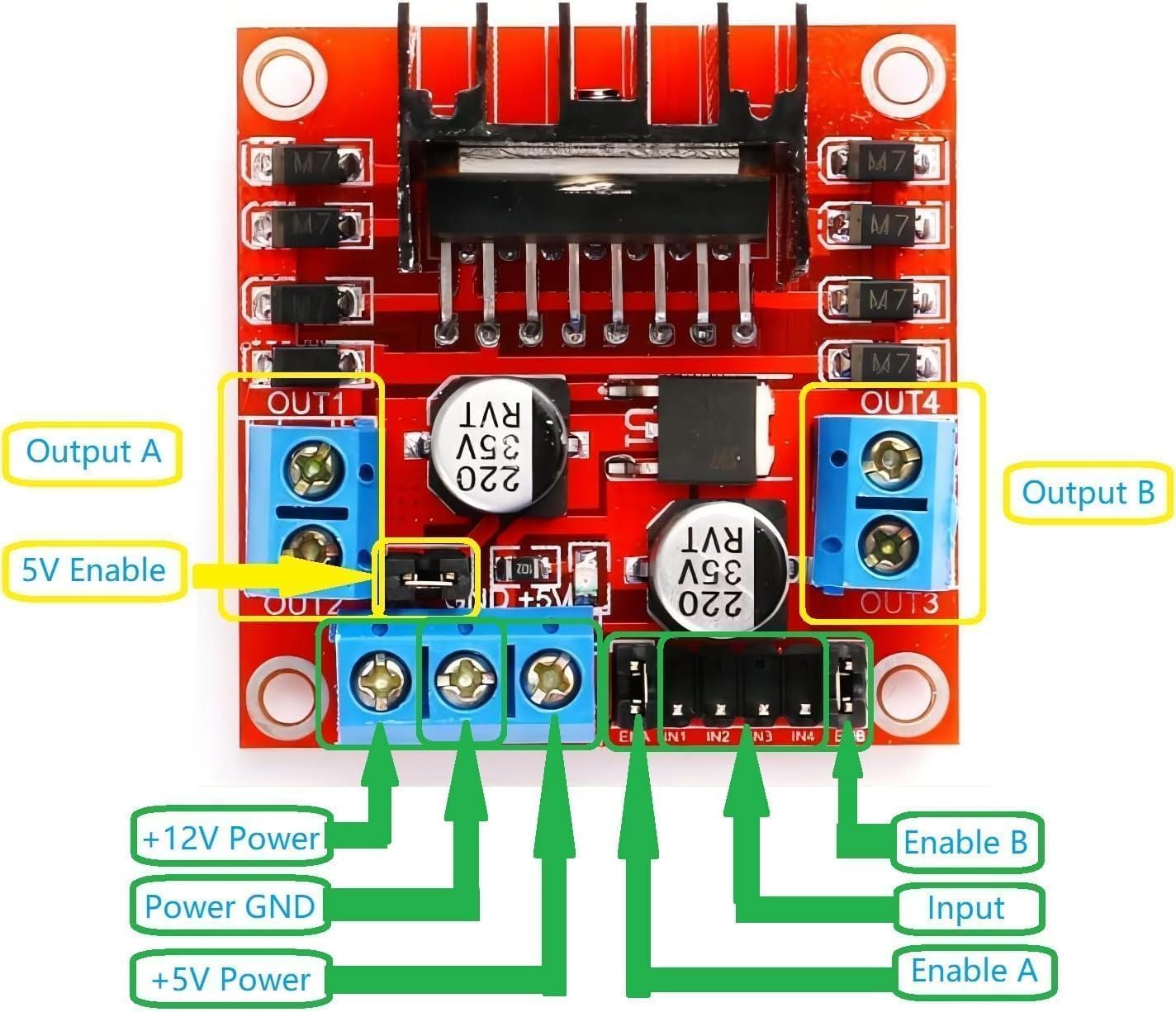 2 Pcs L298N Motor Driver Controller Board DC Dual H Bridge Module for Arduino Raspberry Pi Stepper Motor (2)