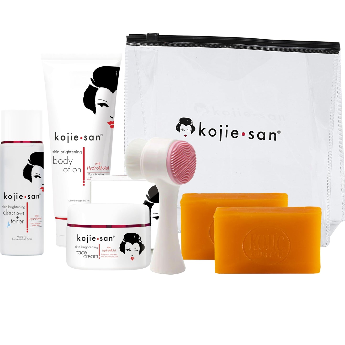 Kojie San Skin and Body Soap 2 Piece Set – Original Kojic Acid, Dark Spot Remover Soap Bar with Coconut & Tea Tree Oil – 65g x 2 Bars & 30g Face Cream