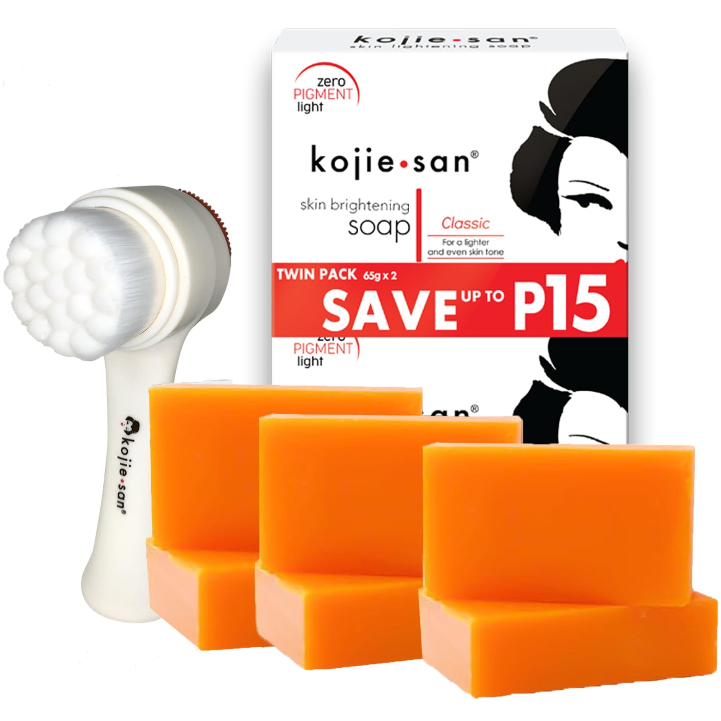 Kojie San Skin and Body Soap 2 Piece Set – Original Kojic Acid, Dark Spot Remover Soap Bar with Coconut & Tea Tree Oil – 65g x 2 Bars & 30g Face Cream