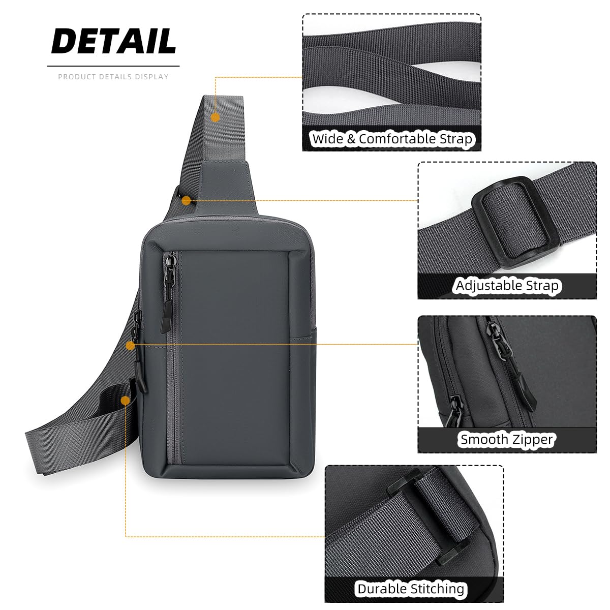 ChuLian Crossbody Bag Men Small Sling Bag for Men and Women Cross Body Fanny Packs Chest Bag for Travel Workout Running Gray